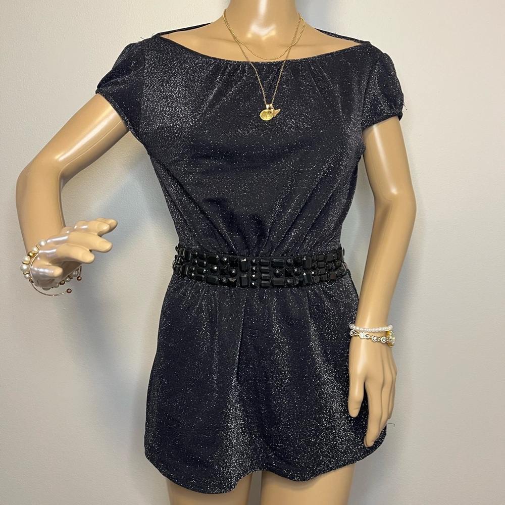 Dorothy Perkins Y2K Black Shimmer Mini Dress